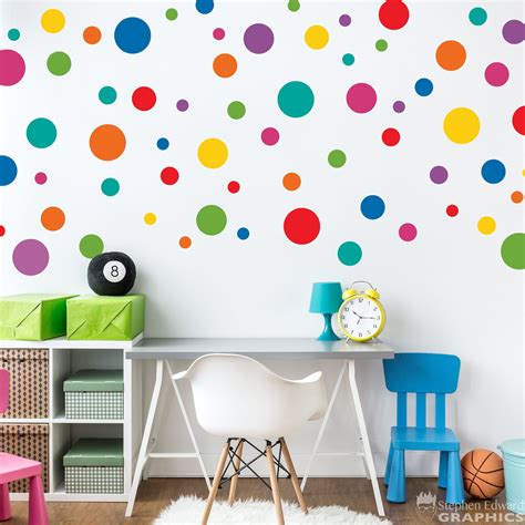Rainbow Polka Dot Wall Decal Set Set Of 67 Polka Dots Polka Dot Wall
