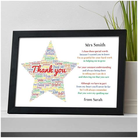 Personalised Thank You Teacher T Star School Teacher Ta Nursery Leaving Poem Ts For