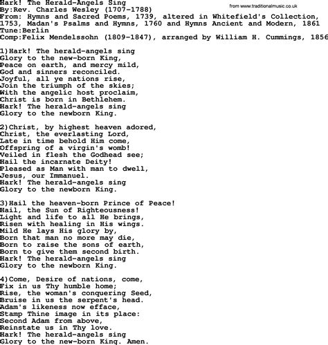 Methodist Hymn Hark The Herald Angels Sing Lyrics With Pdf