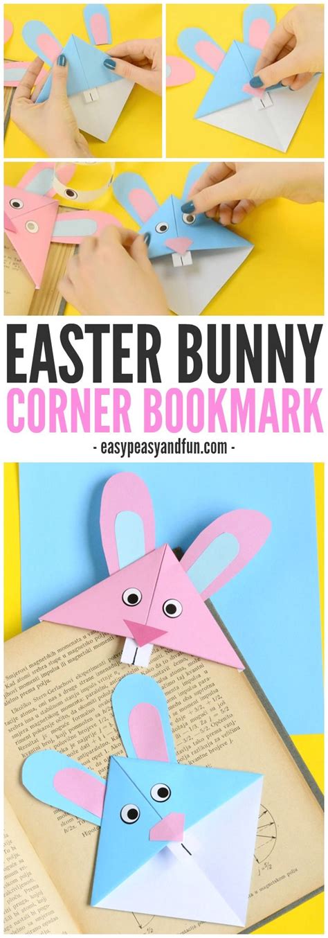 Easter Bunny Corner Bookmark Easy Beginner Origami For Kids Bunny