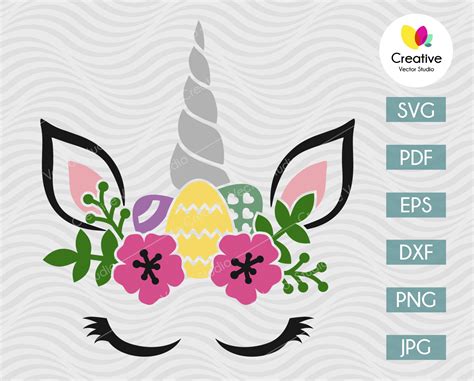 Easter Unicorn Face SVG - Creative Vector Studio