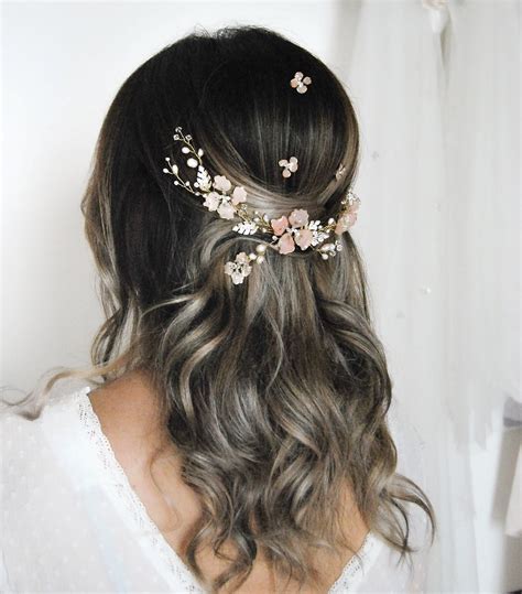Sparkling Vine Headpiece Bridal Pearls And Crystals Hair Clips Elibre