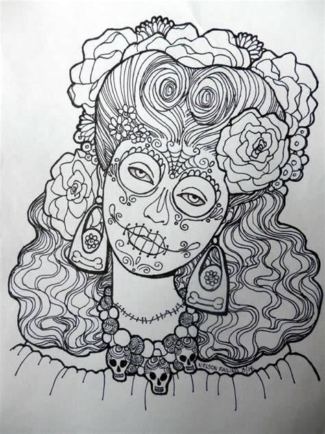 These altars are decorated with bright yellow marigold flowers, photos of the departed, and the favorite foods and drinks of the one being honored. DIA DE LOS MUERTOS | Skull coloring pages, Stress coloring ...