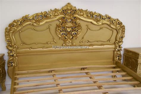 Antiqued Gold Leaf Rococo Baroque Bed Hampshire Barn Interiors