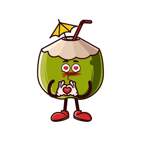 Cute Coconut Character With Love Emoji 2468183 Vector Art At Vecteezy