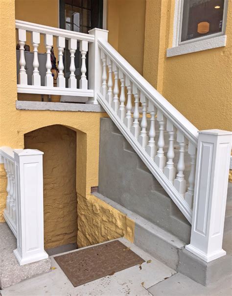 The pine will be painted and the newel caps will be stained. Porch Newel Post for Exterior Synthetic Porch Railing Balustrades