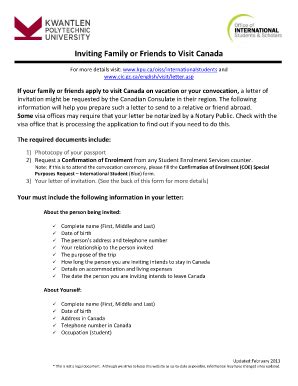 Invitation Letter Canada Pdf - Fill and Sign Printable Template Online