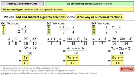 Simplifying Algebraic Fractions Worksheet