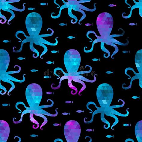 Seamless Pattern With Octopus And Fishes Stock Vector Illustration