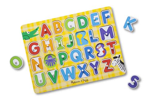 Melissa And Doug Wooden Lift And See Abcs Letters Peg Puzzle 26 Pcs