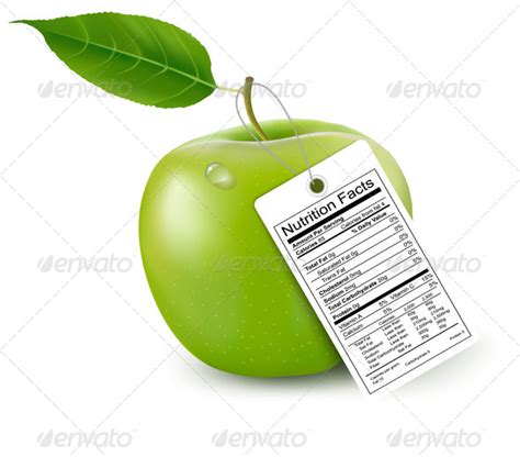 Apple With Nutrition Facts Label By Almoond Graphicriver