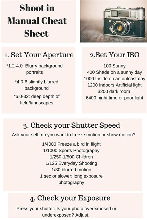 Learn To Shoot In Manual Use This Cheat Sheet Digital Photography