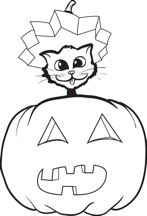 680 x 880 file type: Printable Halloween Cat and Pumpkin Coloring Page for Kids ...