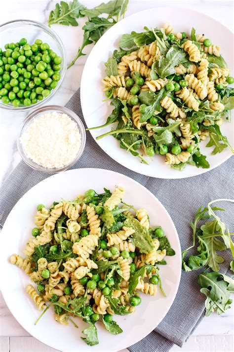 5 Minute Pea And Arugula Pesto Pasta Salad Eat Yourself Skinny