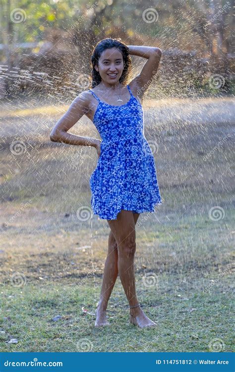 Hispanic Brunette Model Enjoying A Sunny Day Stock Photo Image Of