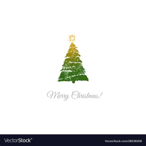 Minimalist Christmas Card With Green Christmas Vector Image