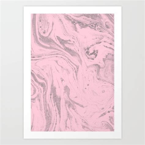 Pink Grey Marble Art Print Marble Art Art Prints Art