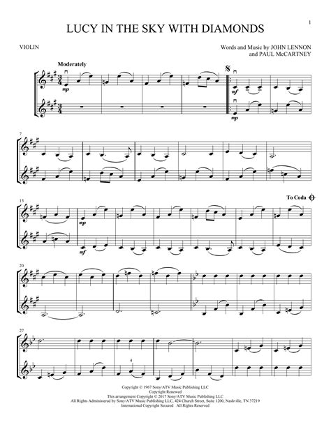 The Beatles Lucy In The Sky With Diamonds Sheet Music Notes Download Printable Pdf Score 53553