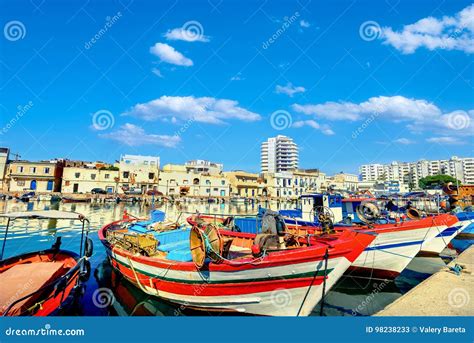 Colorful Fishing Boats In Old Port Bizerte Tunisia North Africa Stock