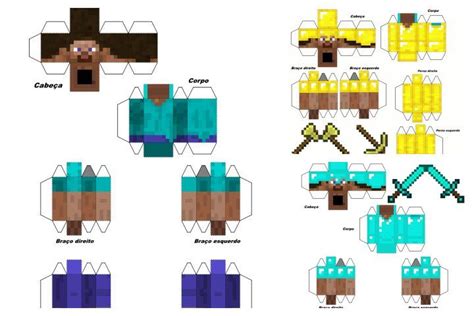 Papercraft Minecraft Steve Para Imprimir E Montar Vários Modelos De Papercraft De Personagens