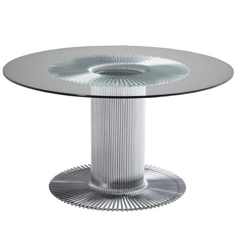 Italian Pedestal Dining Table In Chrome And Glass For Sale At 1stdibs