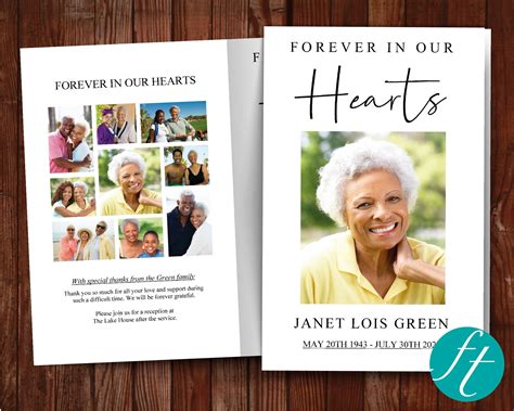4 Page Heartfelt Collage Funeral Program Template – Funeral Templates