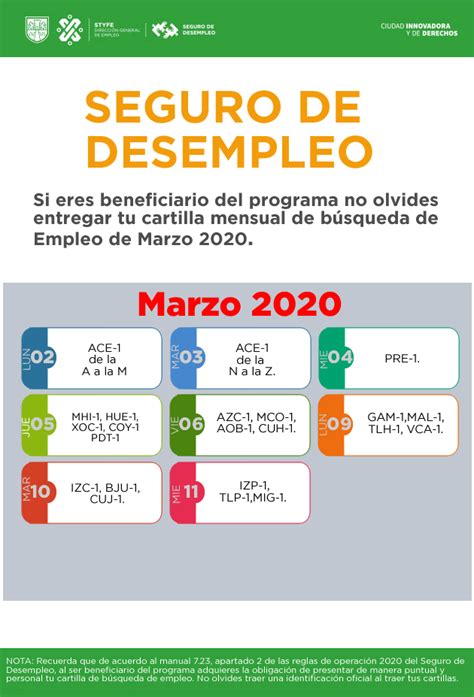 El gobierno de la ciudad de méxico (cdmx) informó a través de las redes sociales sobre el nuevo seguro desempleo y destalló los requisitos para aplicar. Calendario entrega de cartilla de búsqueda de empleo