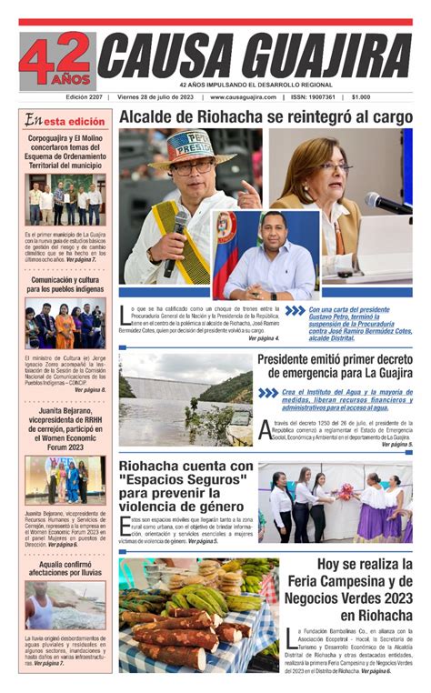 Nuestra Edición De Hoy Viernes 28 De Julio De 2023 Causa Guajira