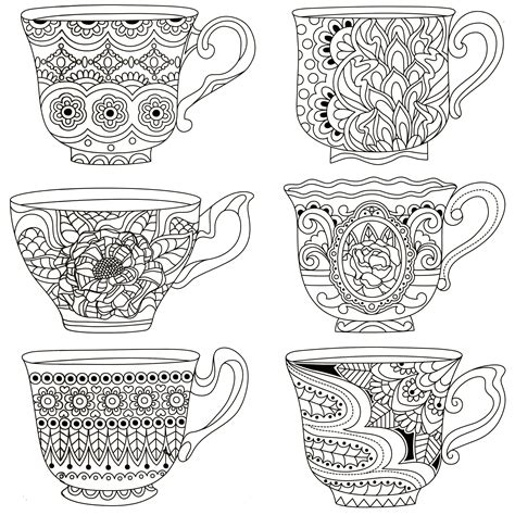 Tea Cup With Spoon Drawing Sketch Coloring Page