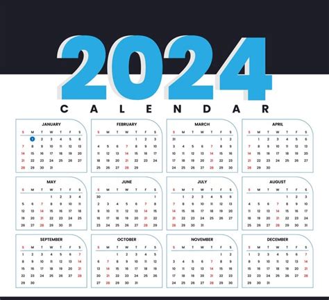 Premium Vector Colorful 2024 English Calendar Template Plan And