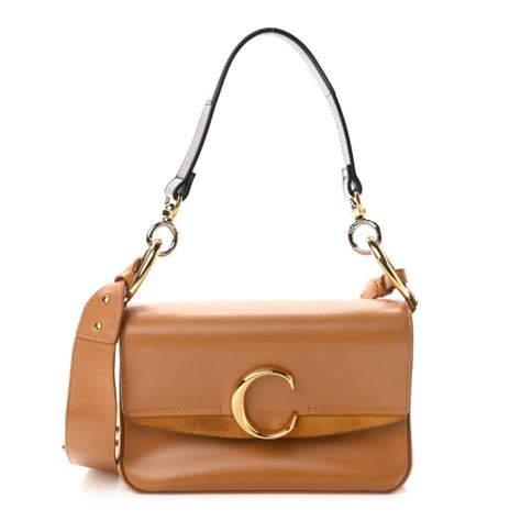 Chloe Calfskin Small C Double Carry Autumnal Brown Fashionphile