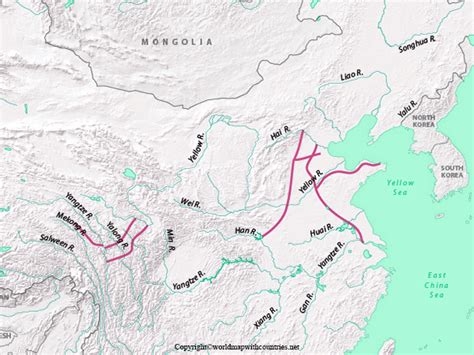 4 Labeled Asia River Maps For Free