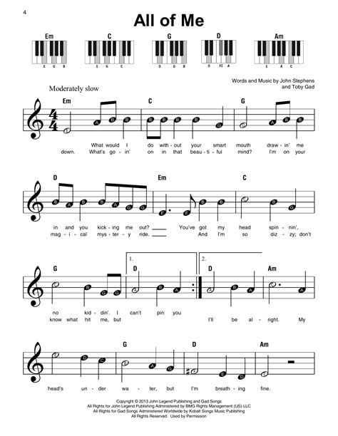 All Of Me Super Easy Piano Print Sheet Music Now