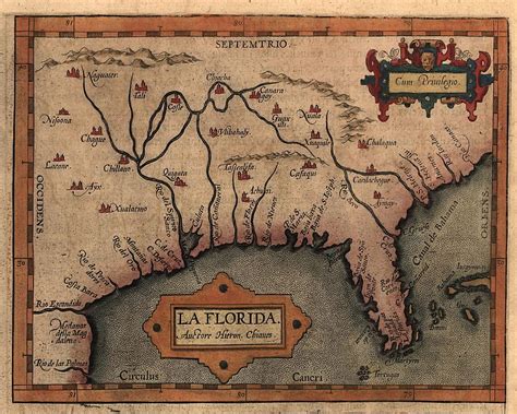 1500s Map Southeast North America 1570 Florida A Ortelius Drawing By Visions History Pixels