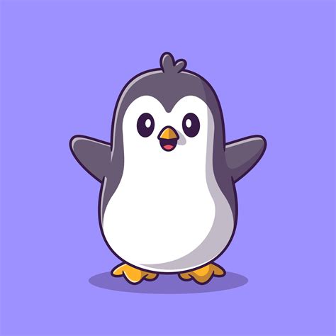 Cute Happy Penguin Cartoon Vector Icon Illustration Animal Nature Icon