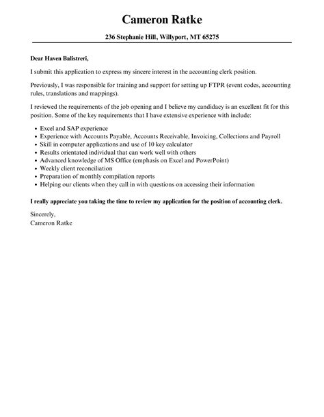 Accounting Clerk Cover Letter Examples Pdf Word 2023 Vrogue Co