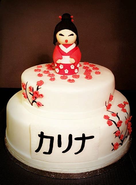 fondant birthday cake with fondant japanese
