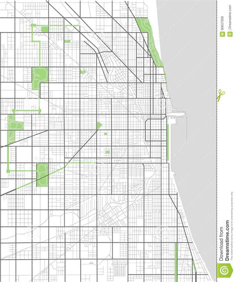 Map Of The City Of Chicago Usa Stock Illustration Illustration Of