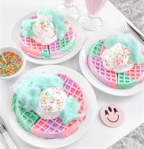 Pastel Waffles Rainbow Food Cute Desserts Rainbow Waffles