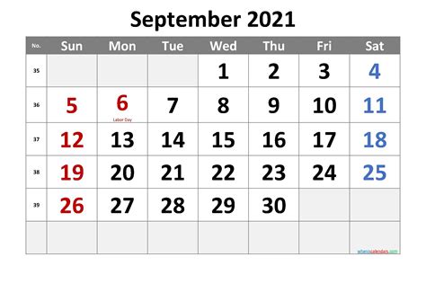 Sept 2021 Calendar Printable