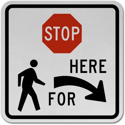 Stop For Pedestrians Right Arrow Sign Y2034 By