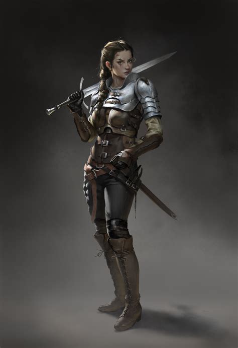 Artstation 自由佣兵 剑士 Ley Bowen 张 Fantasy Female Warrior Warrior