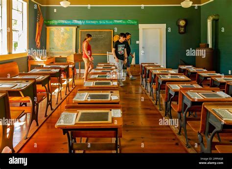 People Tour The Little Red Schoolhouse Also Known As Blakely School