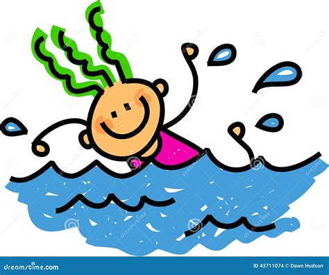 Happy Boy In Swimming Pool Wearing Cap Splashing In Water Vector