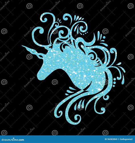 Blue Unicorn Head Vector Unicorn Fantasy Glitter Unicorn Silhouette