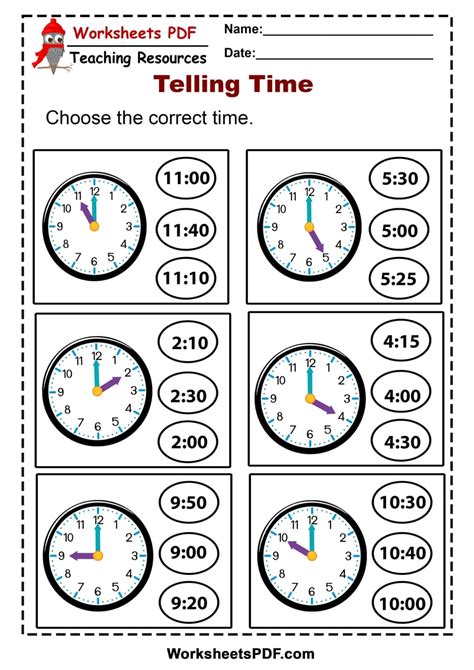 Tell The Time Worksheet First Grade