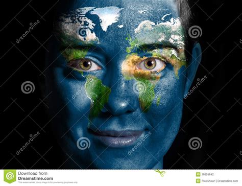 World Map Face World Map Painted On Beauty Woman Face Sponsored