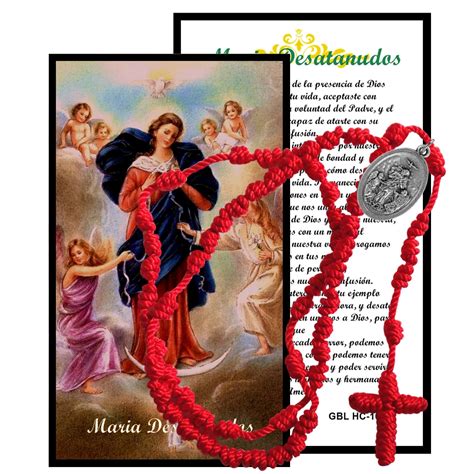 Maria Desatanudos Our Lady Untier Of Knots Red Rosary With Silver Ox