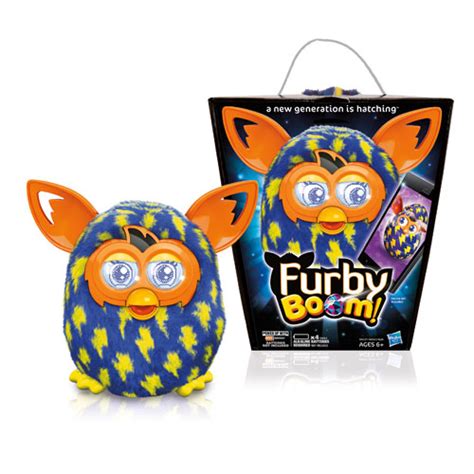 Furby Boom Blue Yellow Lightning Bolts Electronic Plush Toy