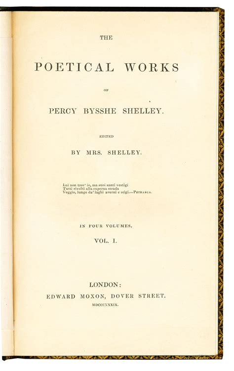 The Poetical Works Of Percy Bysshe Shelley By Shelley Percy Bysshe Jonkers Rare Books